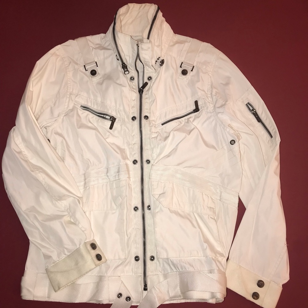 Decibel white windbreaker nylon jacket